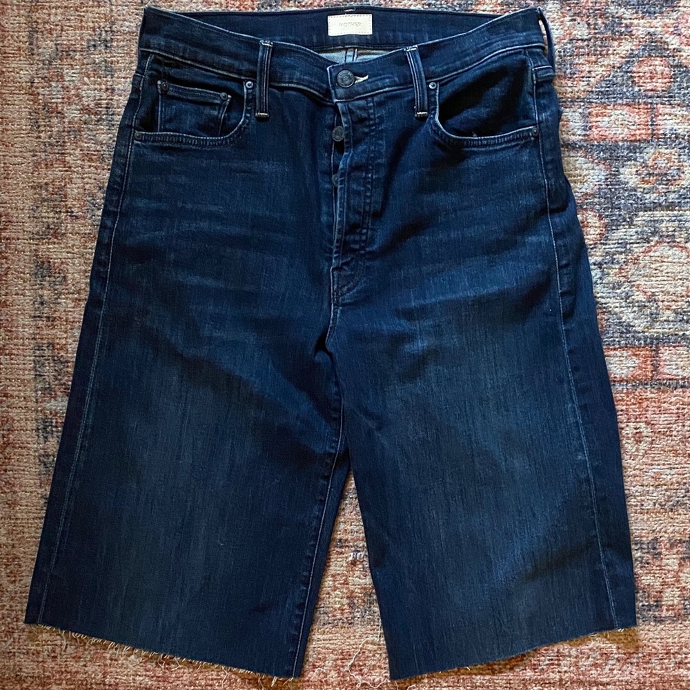 Mother Dark Blue Denim Shorts Jorts